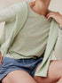 Tasc W All Day LS Stripe T-Shirt AGAVE HEATHER / SANCTUARY
