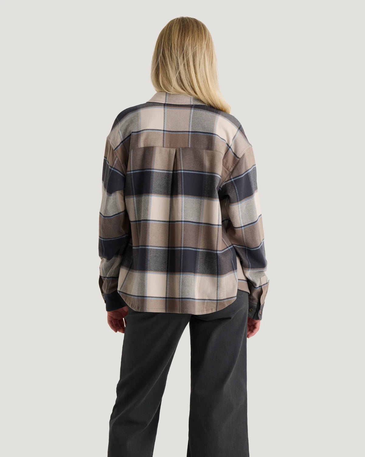 Free Fly W Seawool Oversized Flannel Shirt PLAID ANTHRACITE