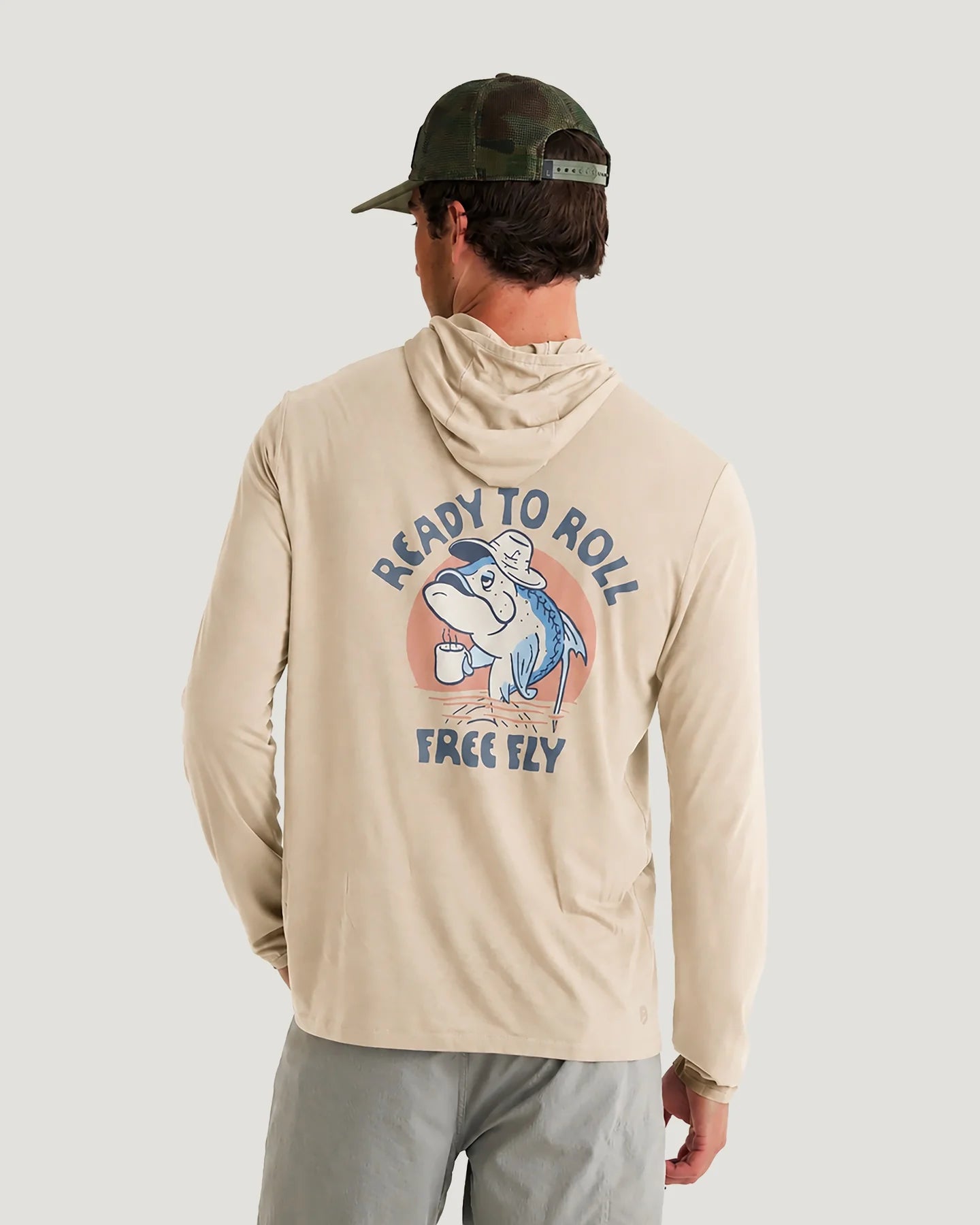 Free Fly M LW Graphic Hoodie-Ready To Roll TAN