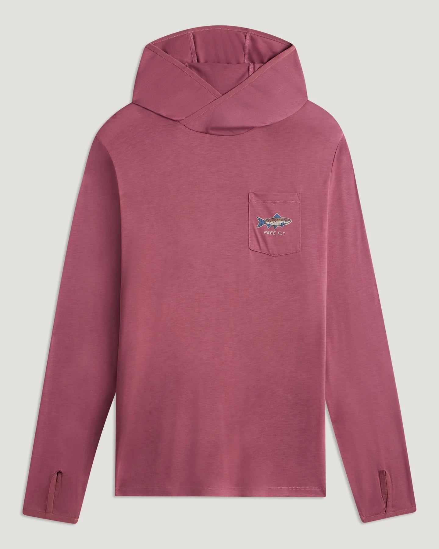 Free Fly M Bamboo LW Graphic Hoodie Osprey Catch PLUM