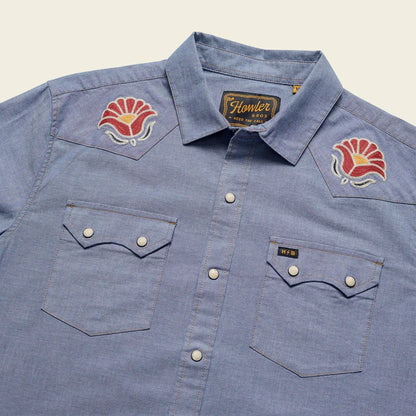 Howler Bros M LS Crosscut Deluxe BLUE CHAMBRAY: FRESH BLOOMS