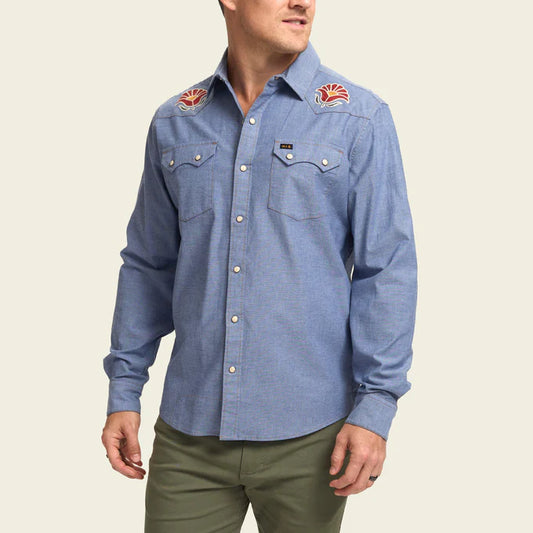 Howler Bros M LS Crosscut Deluxe BLUE CHAMBRAY: FRESH BLOOMS