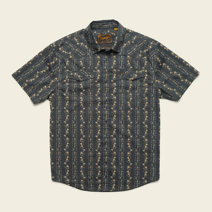 Howler Bros M SS H Bar Snapshirt HIBISCUS RIBBONS: ANTIQUE BLACK