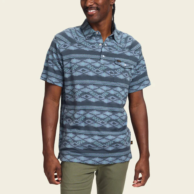 Howler Bros M Ranchero Jacquard Polo ZANGO BLUE SHIMMER