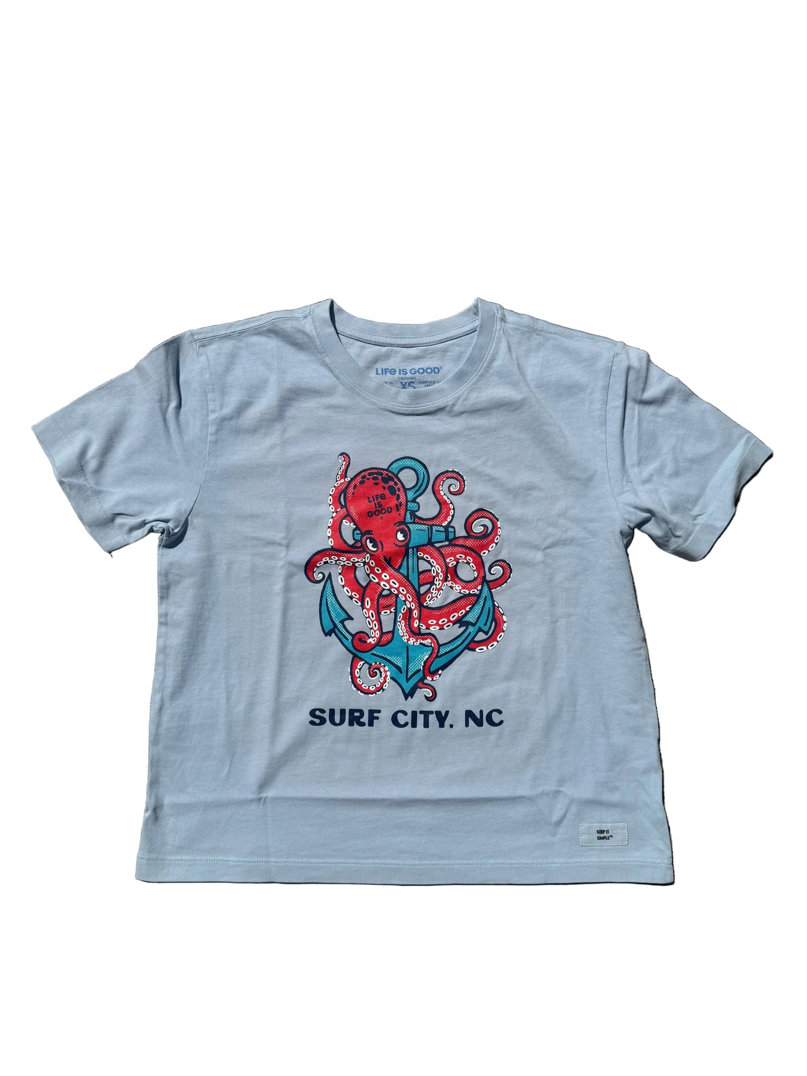 Life is Good W SS Crusher ND Surf City Octopus Anchor GLACIER BLUE