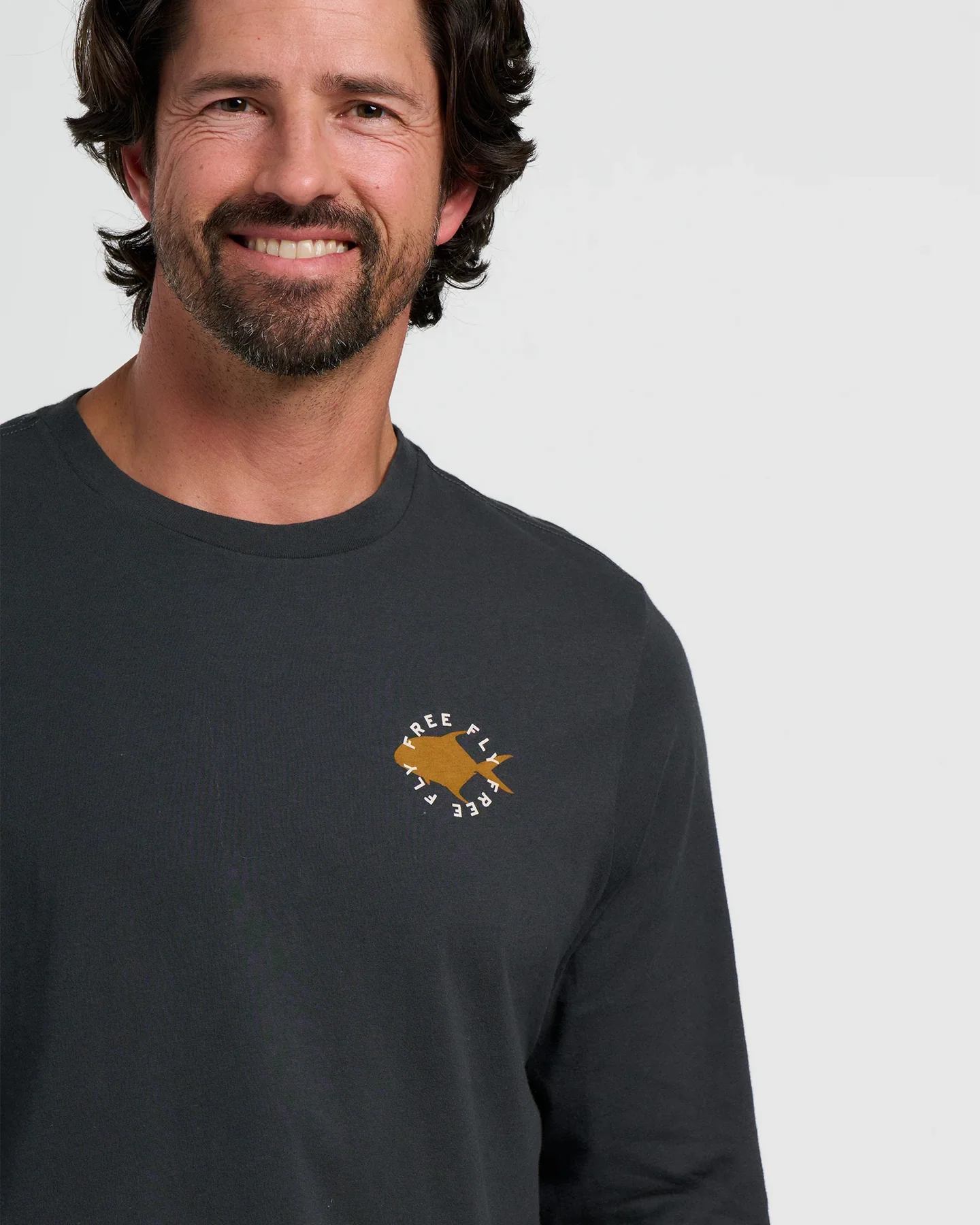 Free Fly M LS Camo Permit Tee BLACK SAND