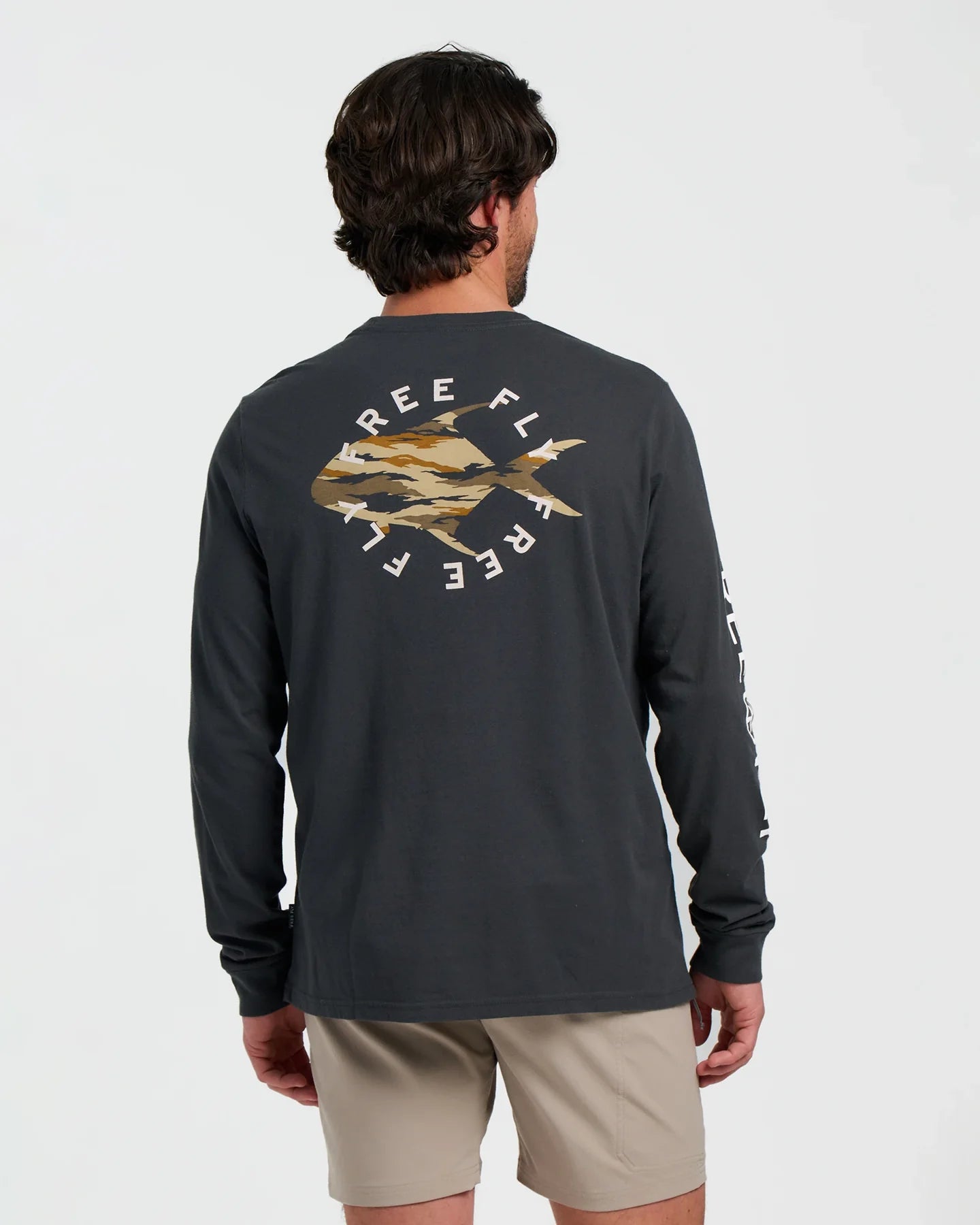 Free Fly M LS Camo Permit Tee BLACK SAND