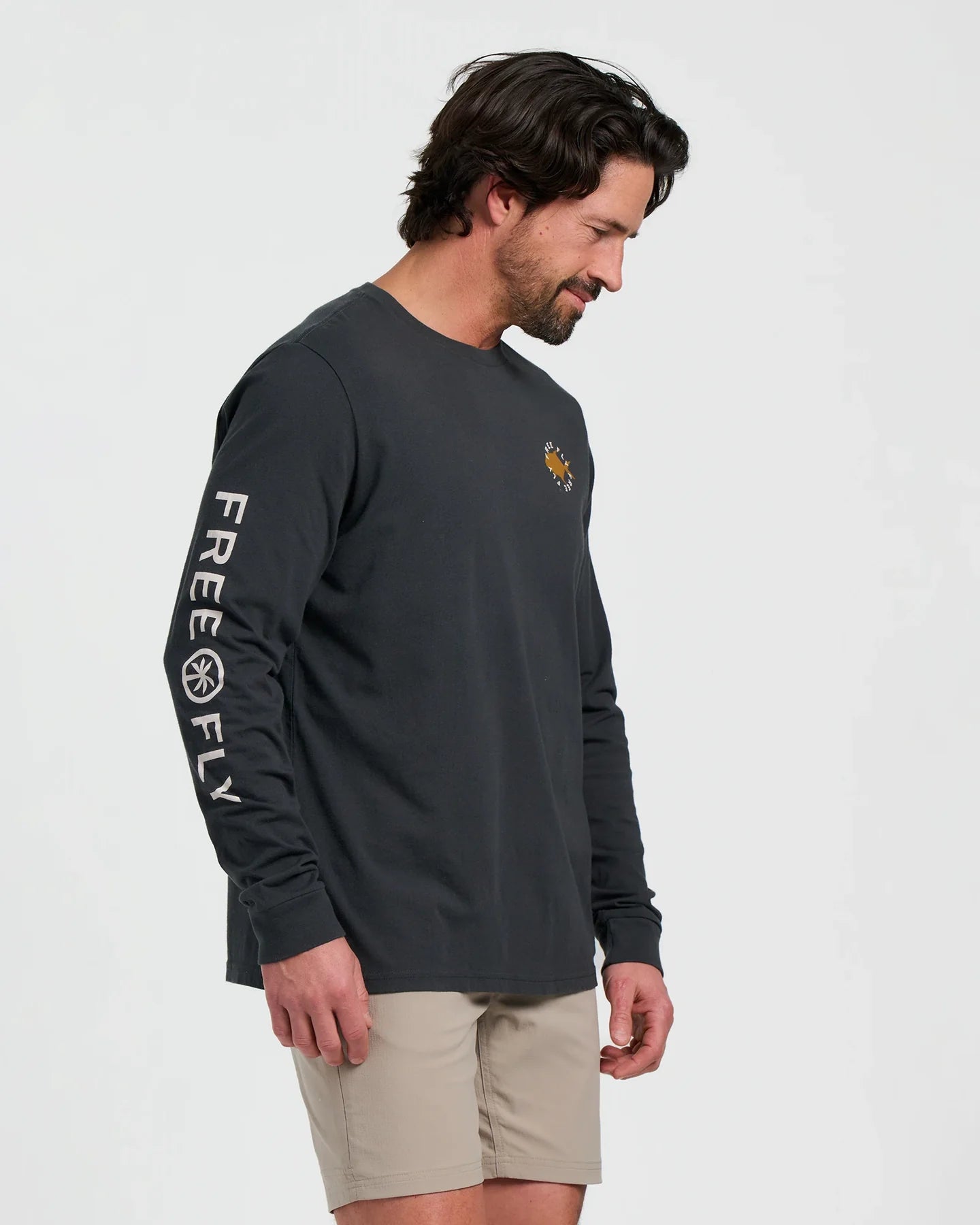 Free Fly M LS Camo Permit Tee BLACK SAND