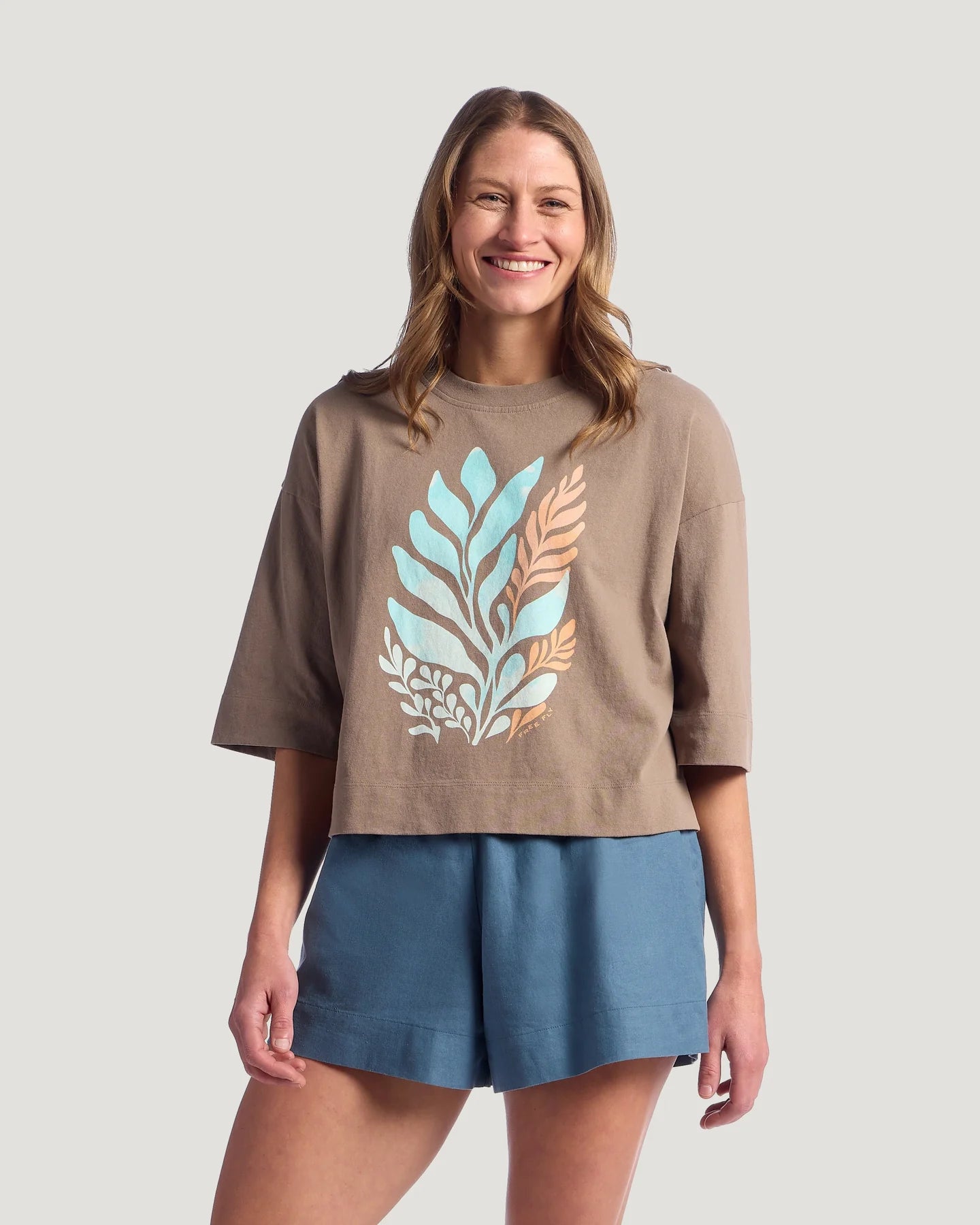 Free Fly W SS Reef Garden Tee FOSSIL