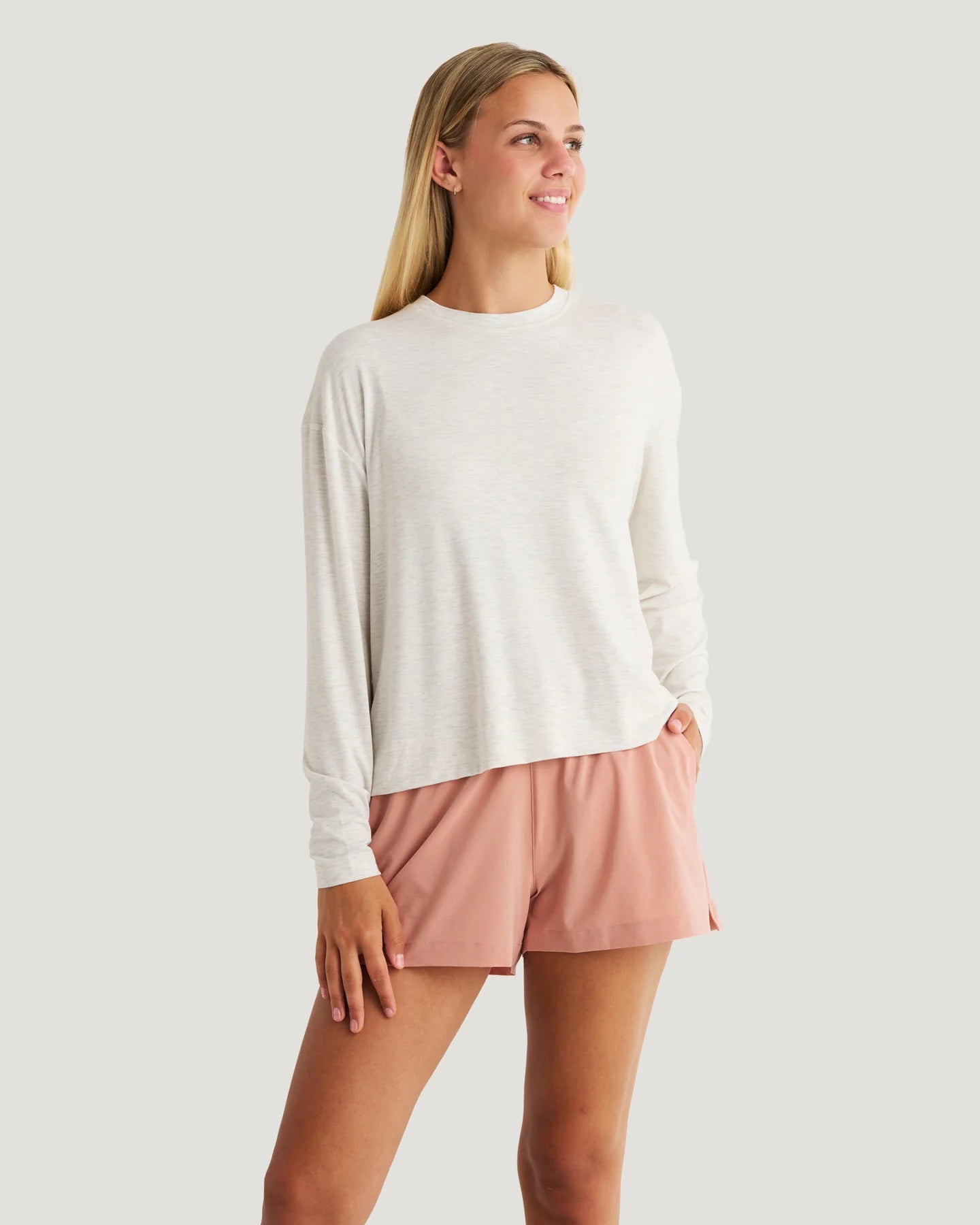Free Fly W LS Bamboo Shade Crossover OFF WHITE HEATHER