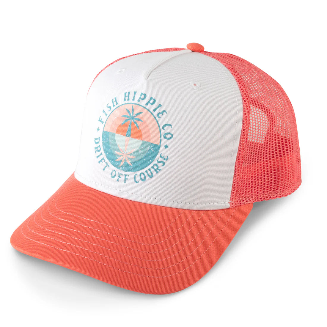 Fish Hippie W Double Vision Trucker Hat PEACH