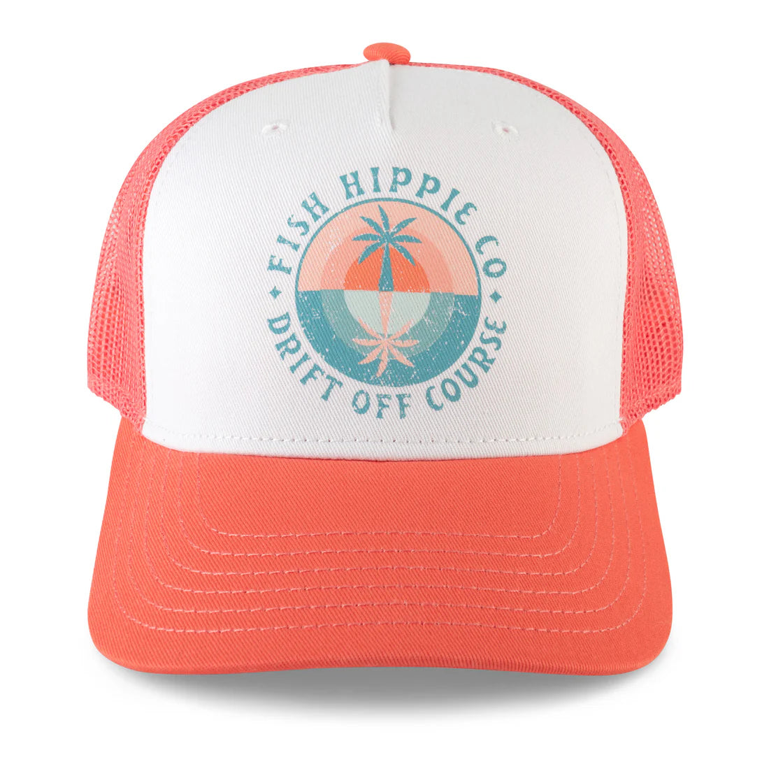 Fish Hippie W Double Vision Trucker Hat PEACH