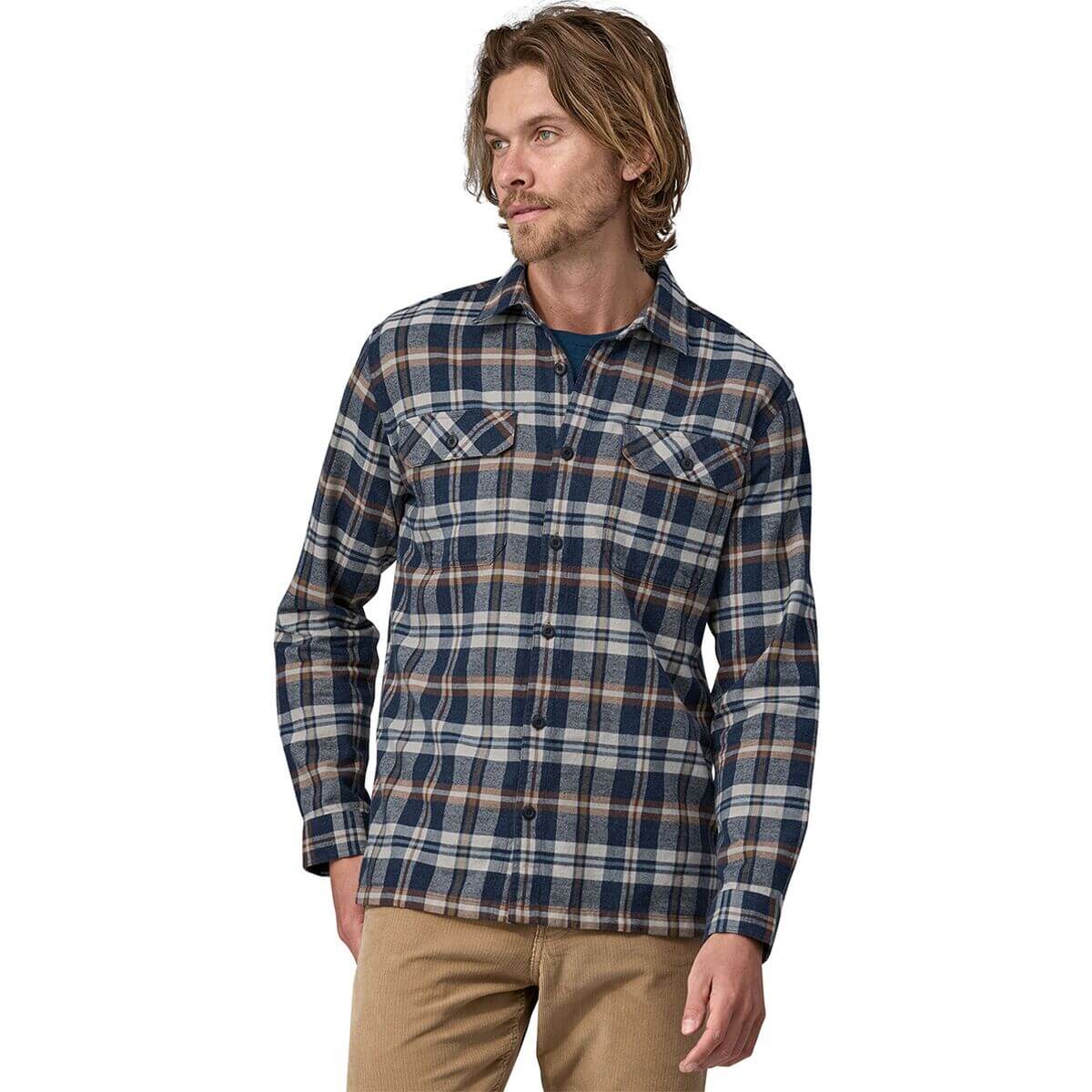 Patagonia M MW Fjord Flannel FIELDS: NEW NAVY