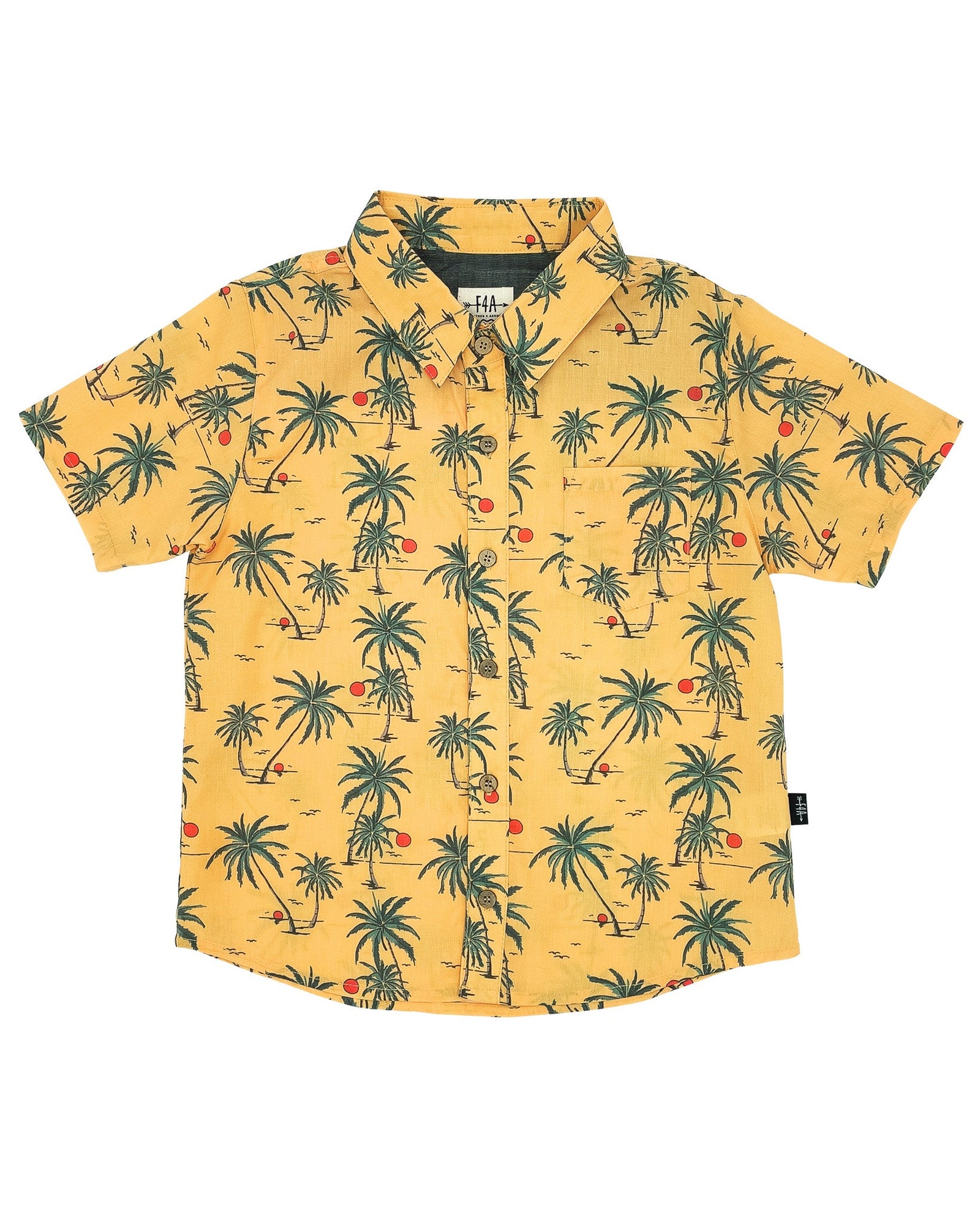 Feather 4 Arrow Kid's Sunset Tropics Button Down BUFF YELLOW