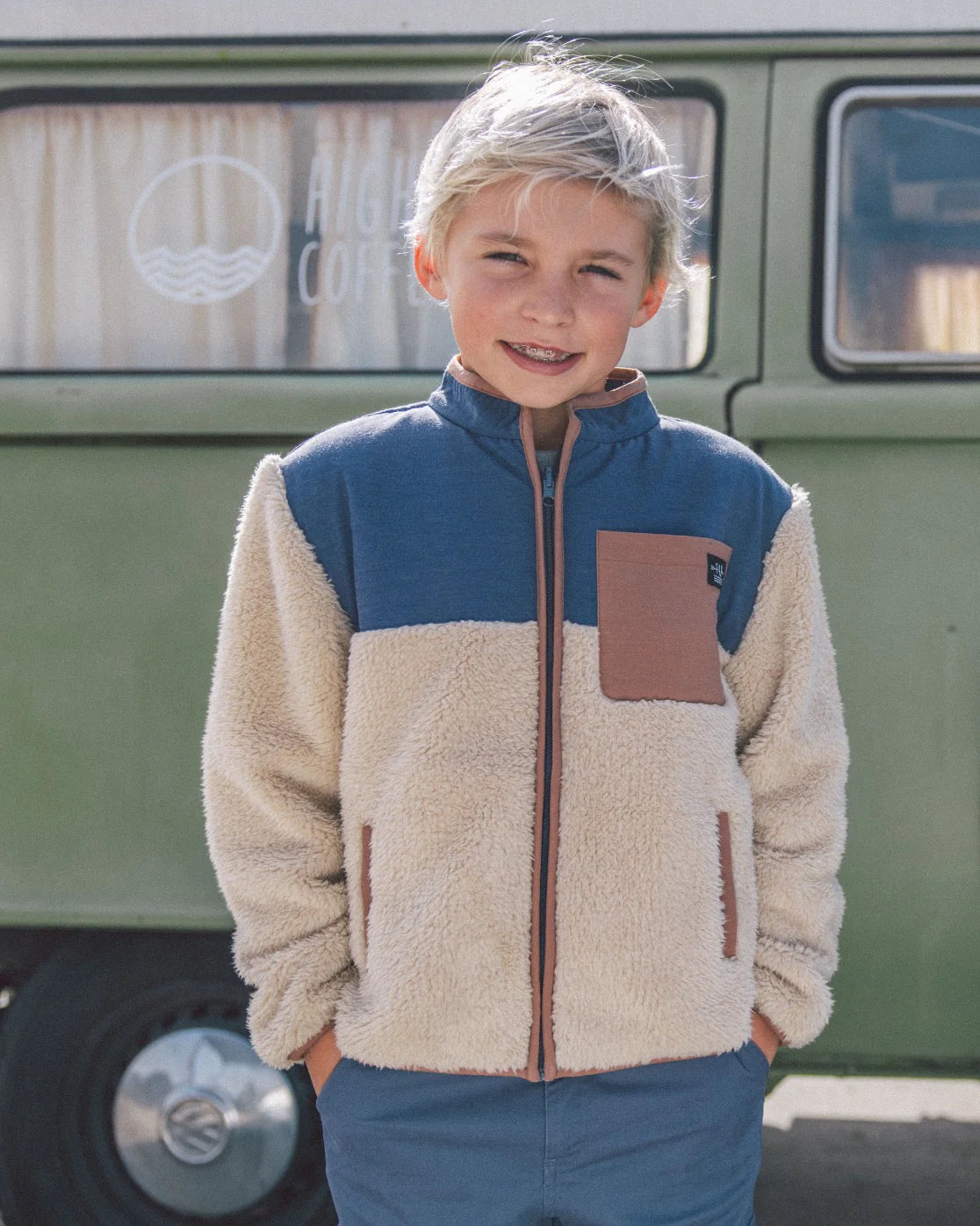 Feather 4 Arrow Boys Zion Sherpa Reversible Jacket KHAKI