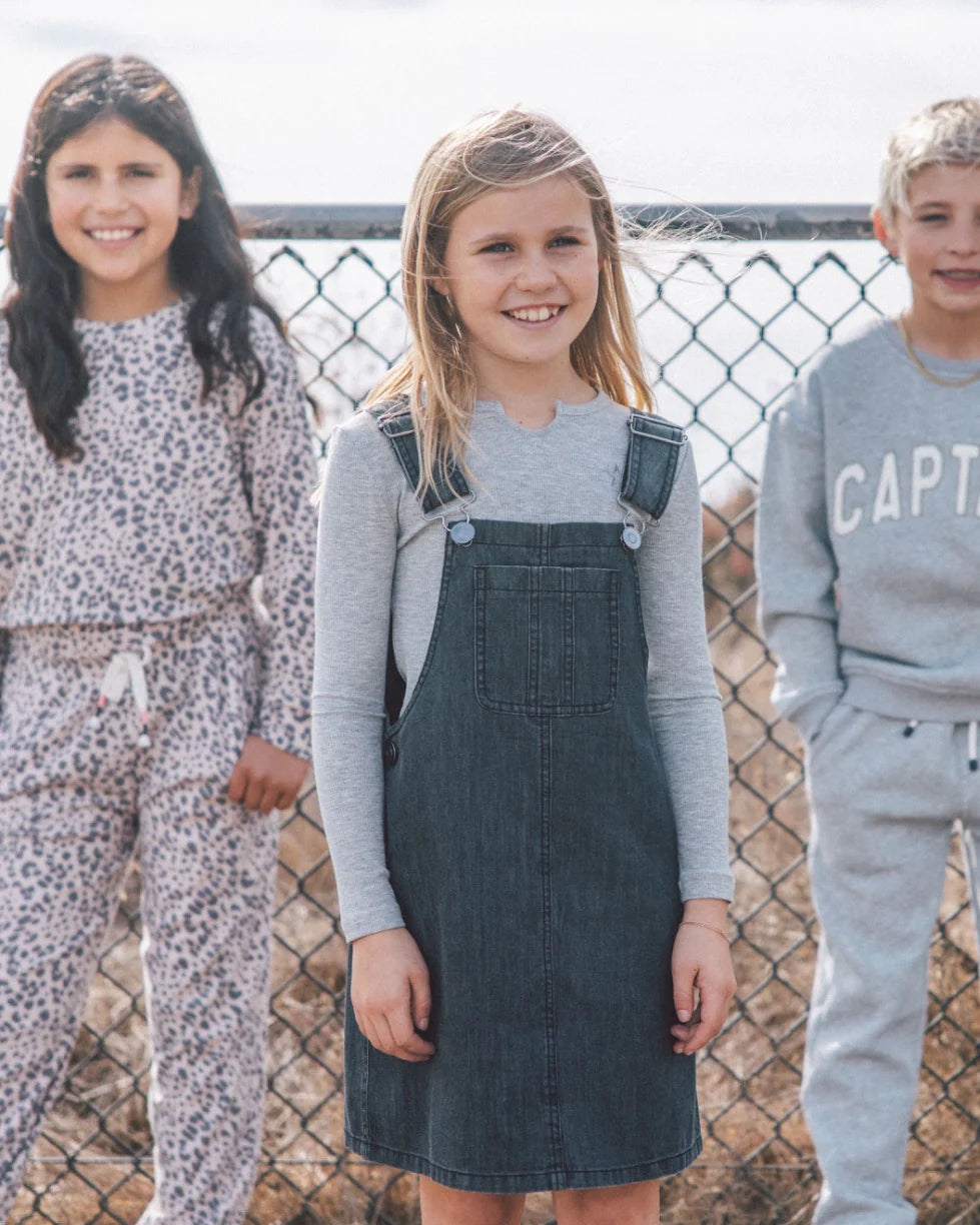 Feather 4 Arrow Girls Chelsea Denim Overall Dress BLACK