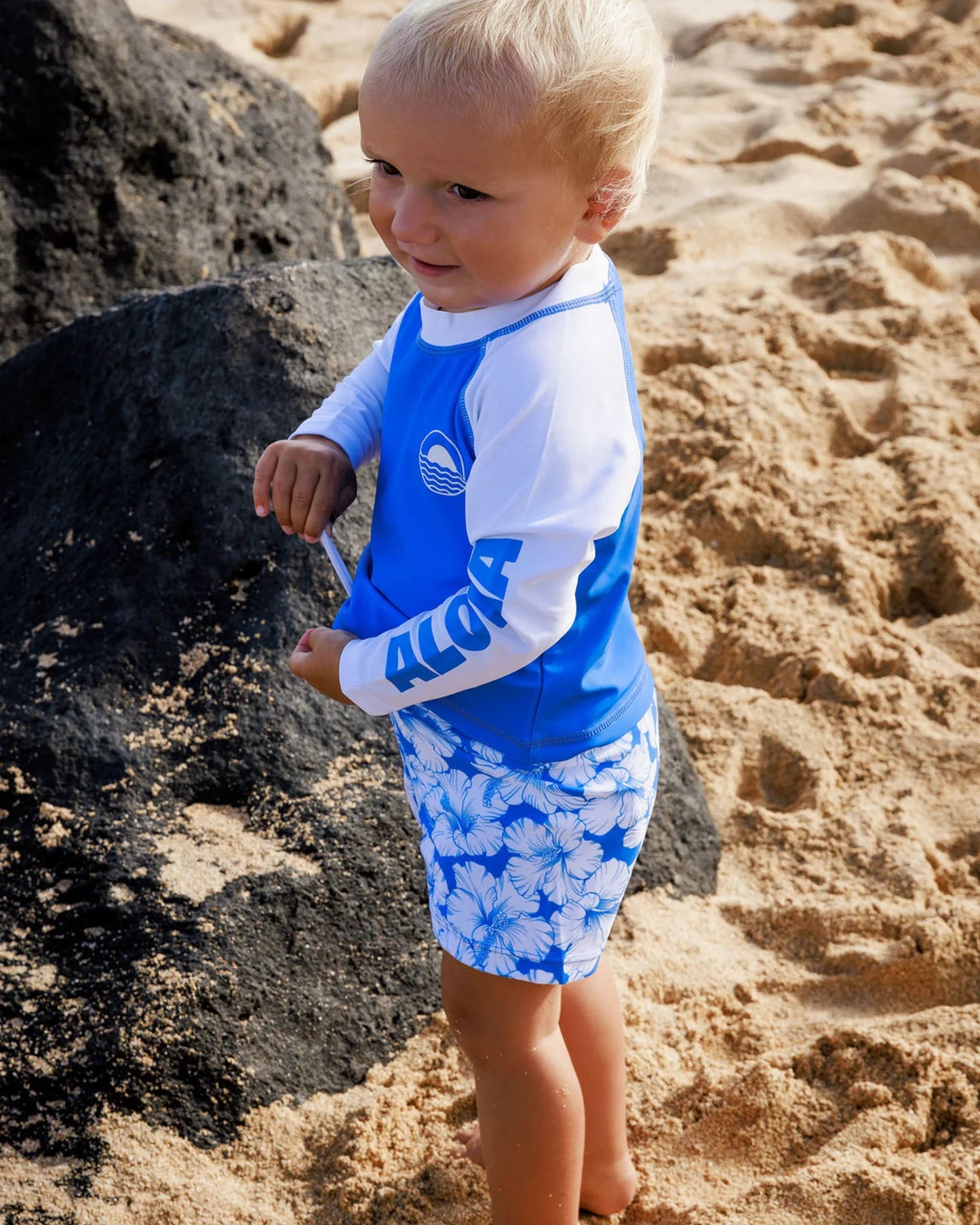 Feather 4 Arrow Baby & Toddler Surfs Up Rashguard Set MARINA BLUE