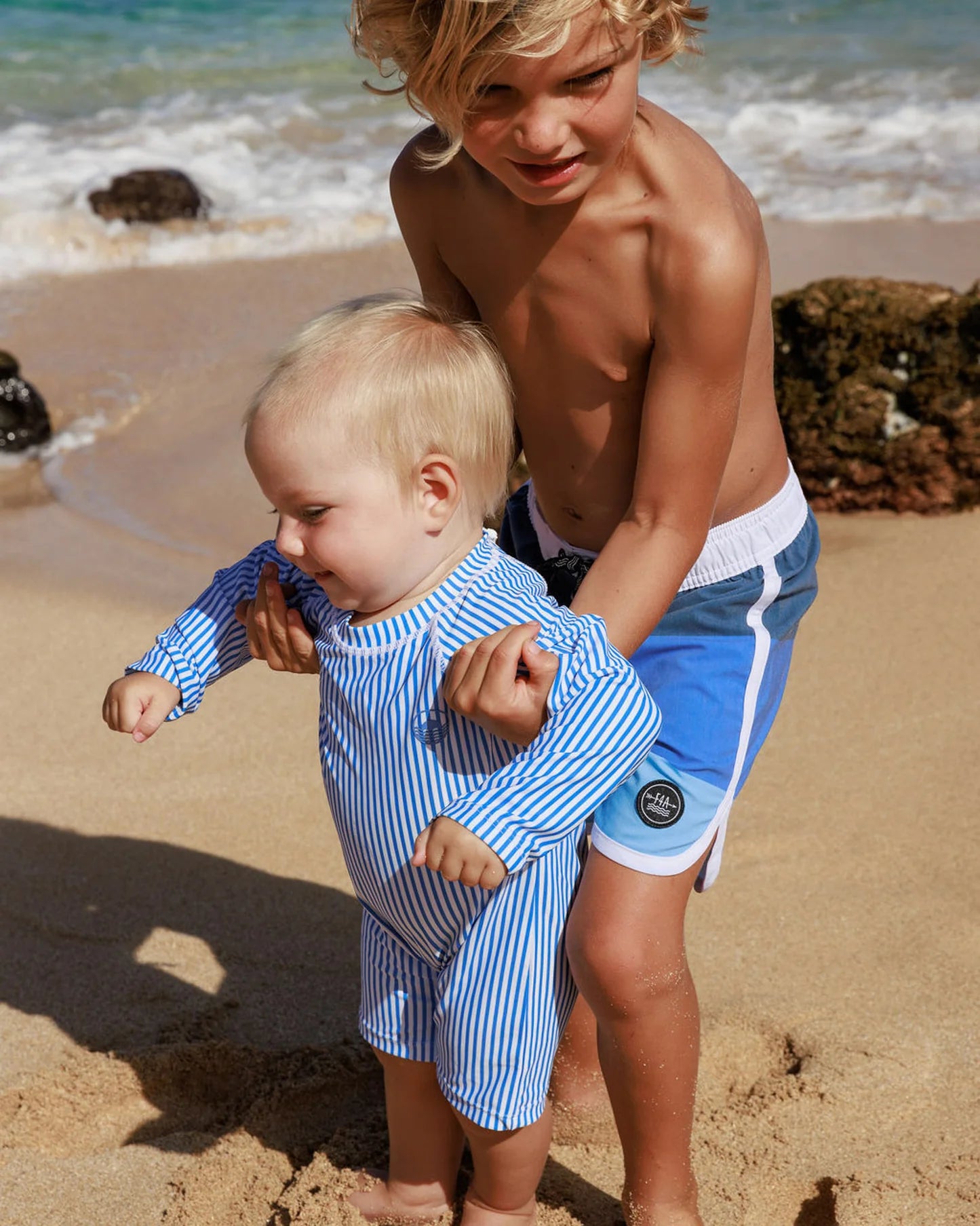 Feather 4 Arrow Baby & Toddler LS Cali Rashguard Surf Suit MARINA BLUE