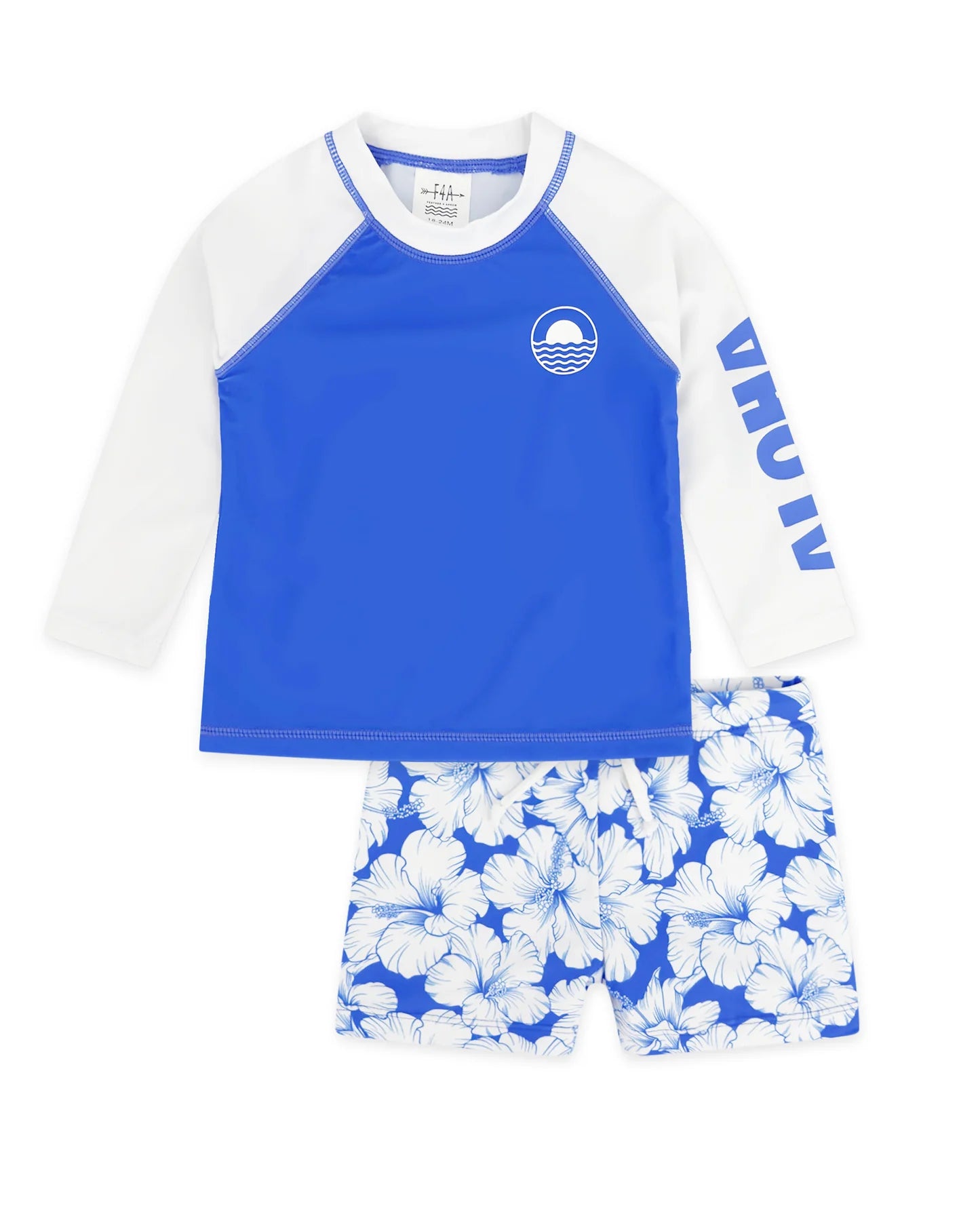 Feather 4 Arrow Baby & Toddler Surfs Up Rashguard Set MARINA BLUE