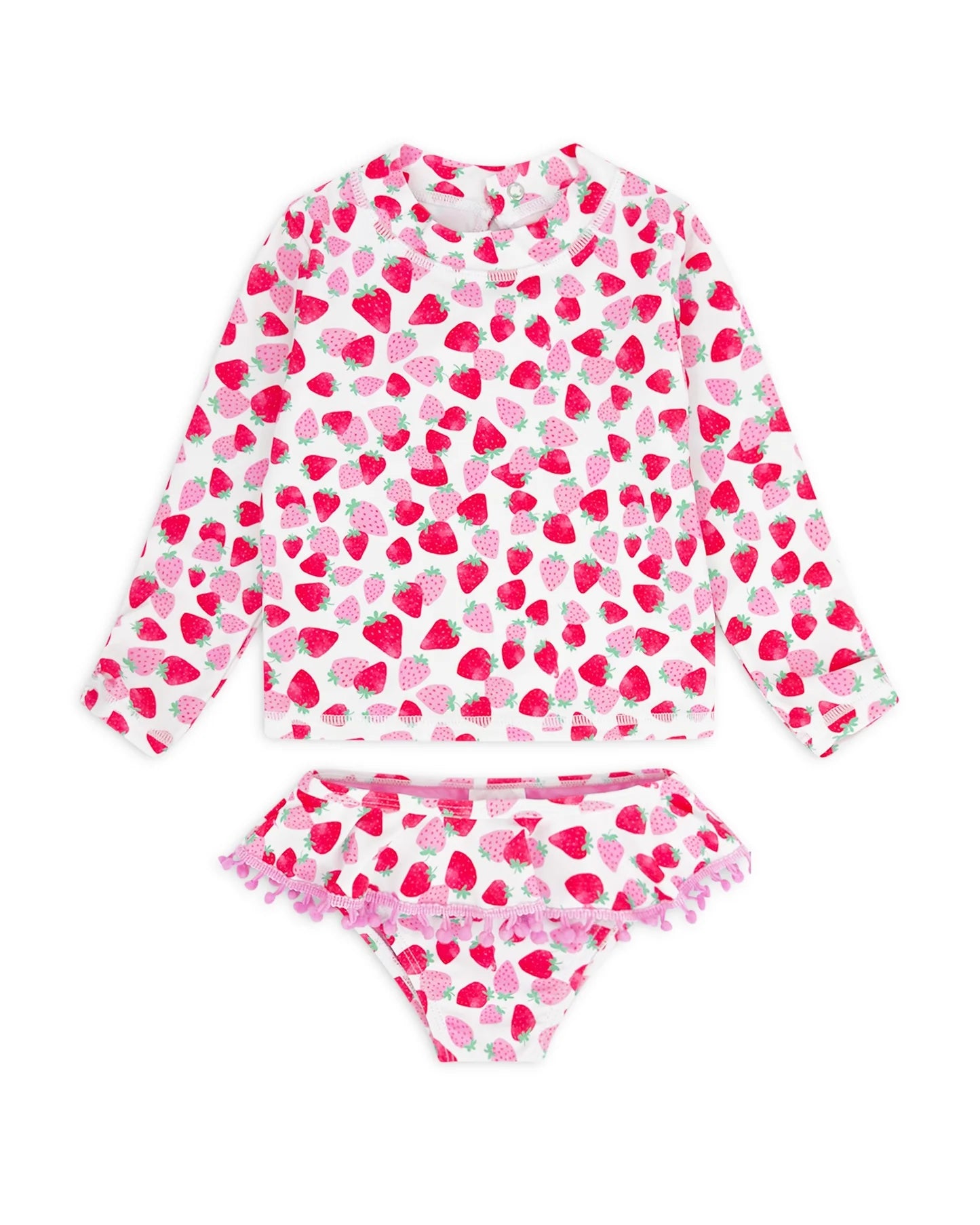 Feather 4 Arrow Girl's LS Sandy Toes Rashguard Swim Set-Berry Sweet MULTI