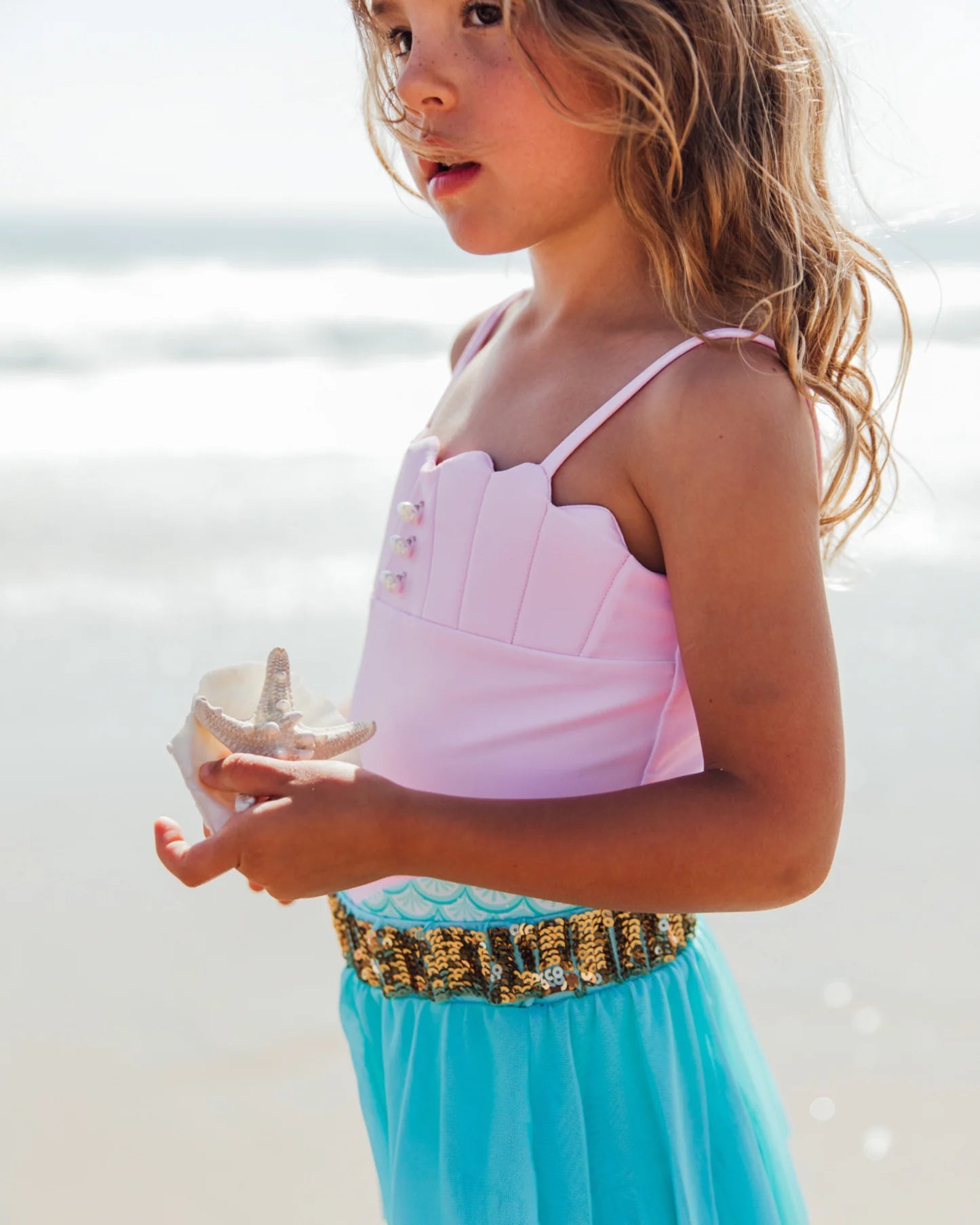 Feather 4 Arrow Girl's Sea Star Mermaid One-Piece POP PINK