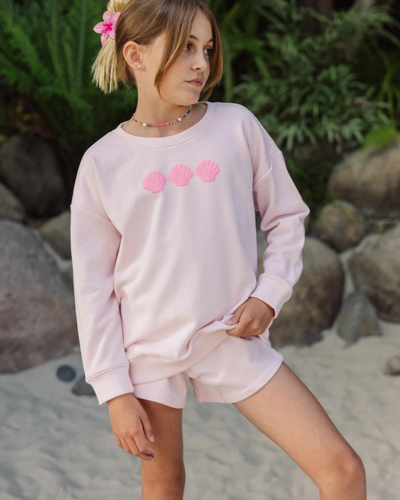 Feather 4 Arrow Girl's Beach Weekend Sweatshirt PINK MARSHMALLOW