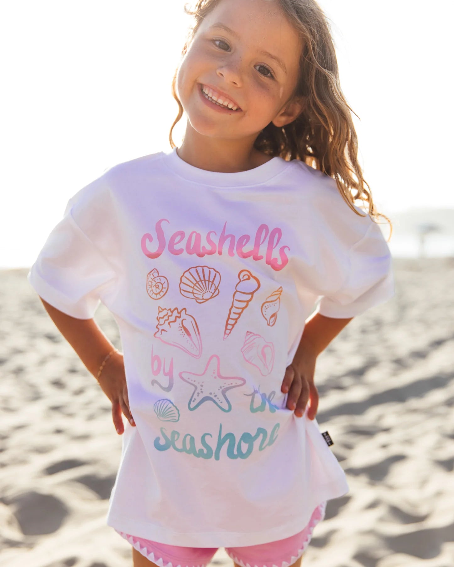 Feather 4 Arrow Girl's SS Seashells Tee WHITE