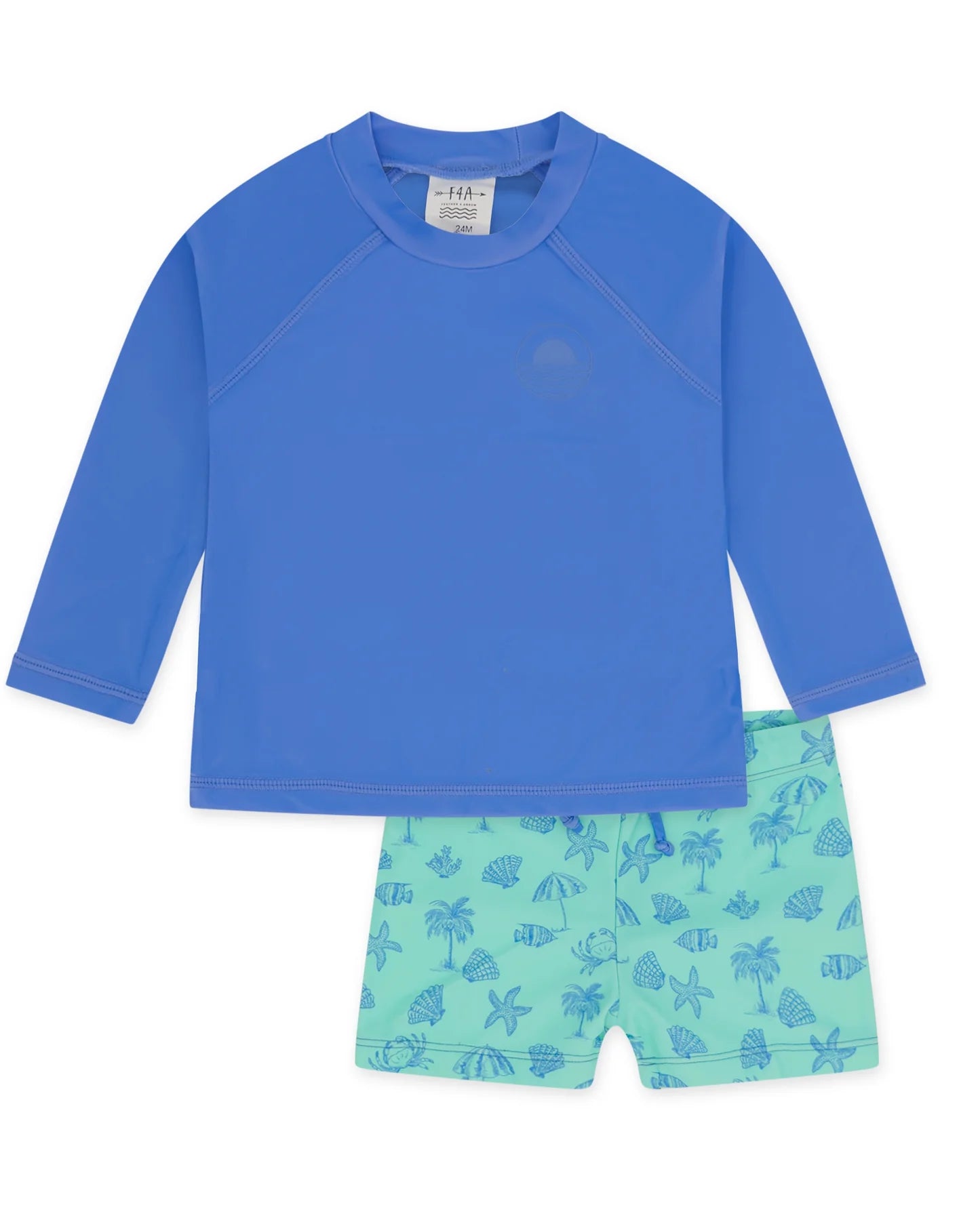 Feather 4 Arrow Baby & Toddler Surfs Up Rashguard Set-Sandy Shores AQUA CRYSTAL