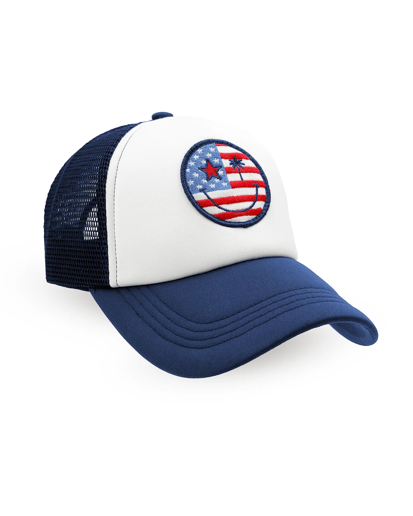 Feather 4 Arrow Kid's Trucker Hat USA Smiley NAVY