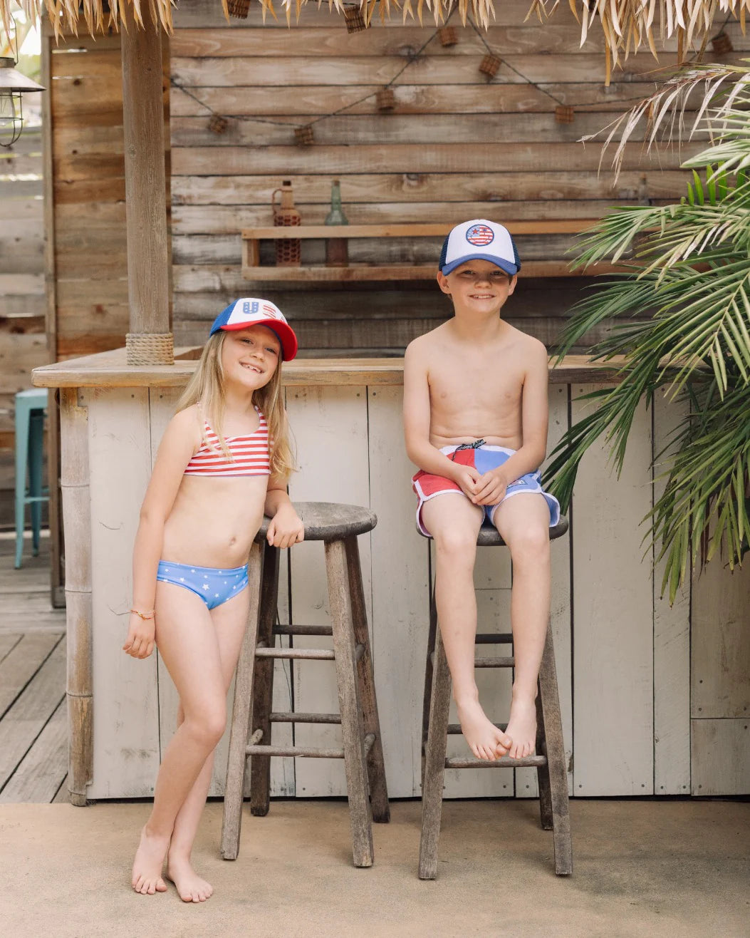 Feather 4 Arrow Kid's Trucker Hat USA Smiley NAVY