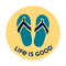 Life is Good Sticker Flip Flops YELLOW