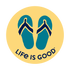 Life is Good Sticker Flip Flops YELLOW