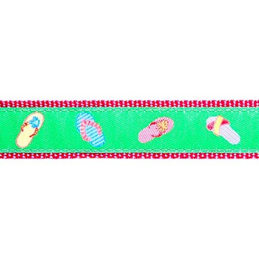 Preston Dog Collar Flip Flop GREEN / PINK