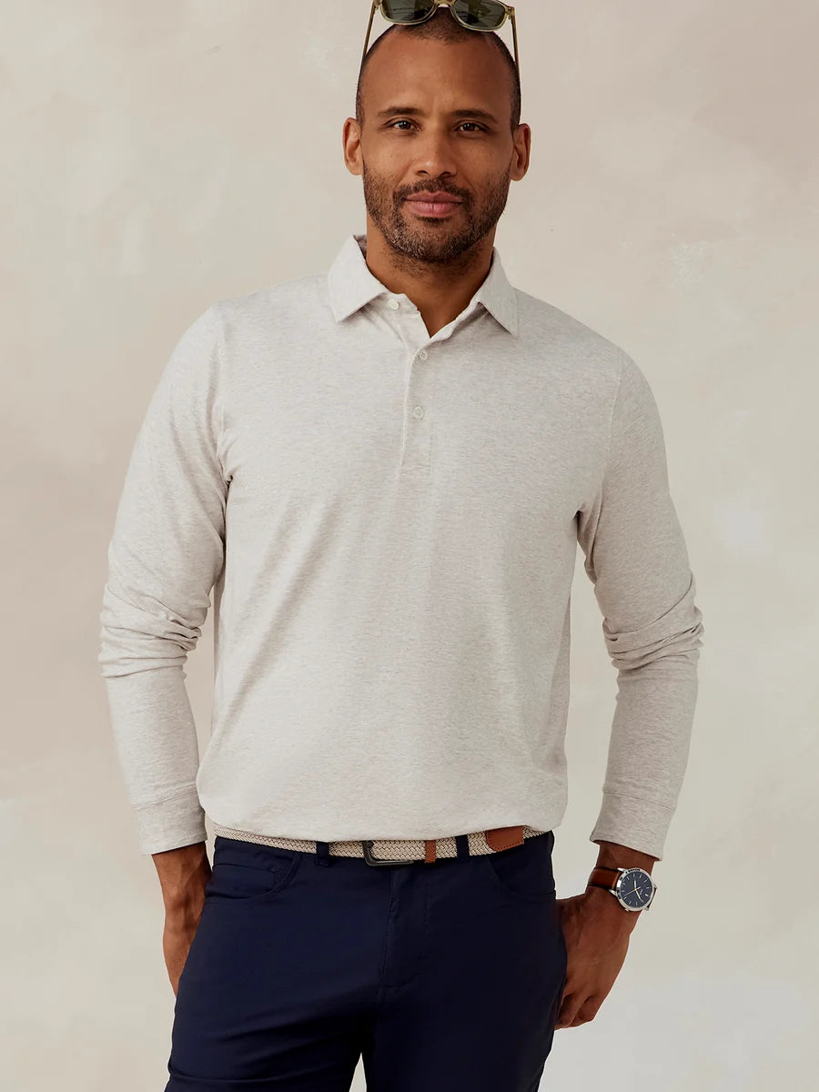 Tasc M LS Westport Polo OATMEAL HEATHER