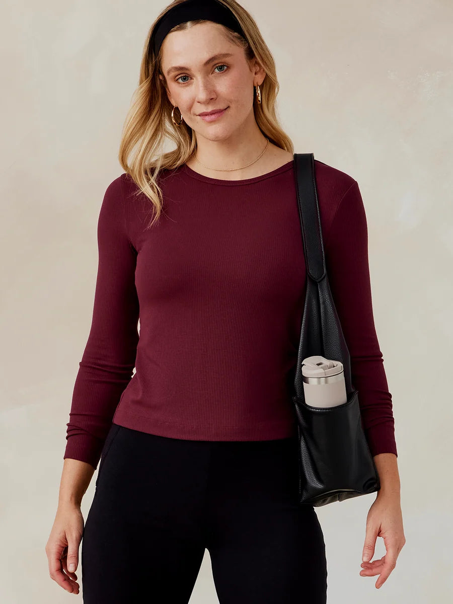 Tasc W LS Microluxe Rib Tee WINEBERRY