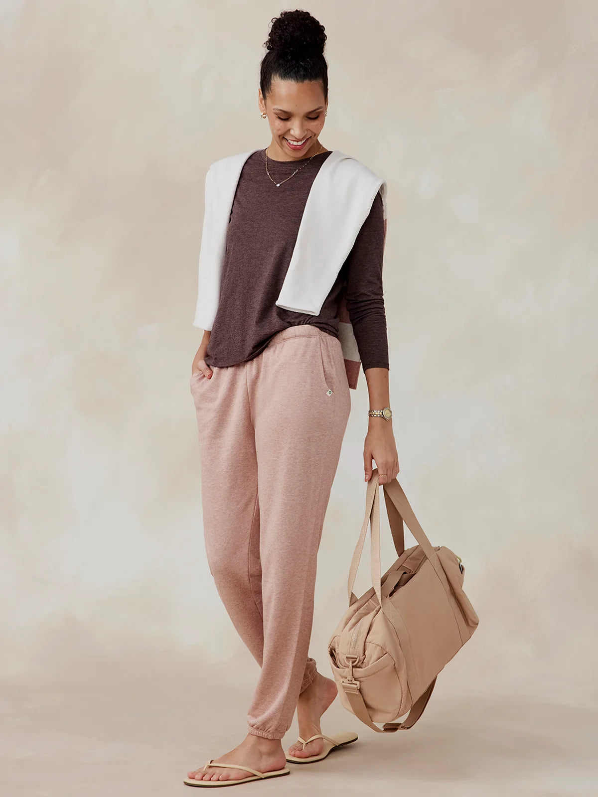 Tasc W All Day LS T-Shirt MOCHA HEATHER