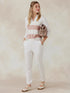 Tasc W French Terry Polo Sweatshirt Stripe COCONUT HEATHER / ROSY HEATHER