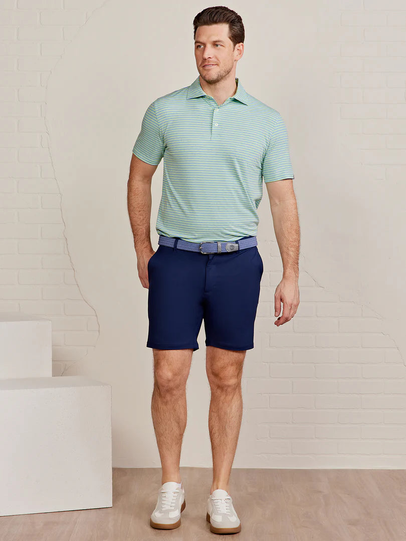 Tasc M Cloud Polo Air Stripe KIWI HEATHER / POLAR HEATHER