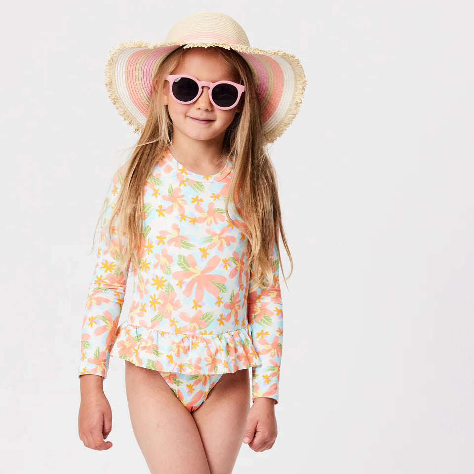 Snapperrock Kids Peachy Striped Sunhat NATURAL