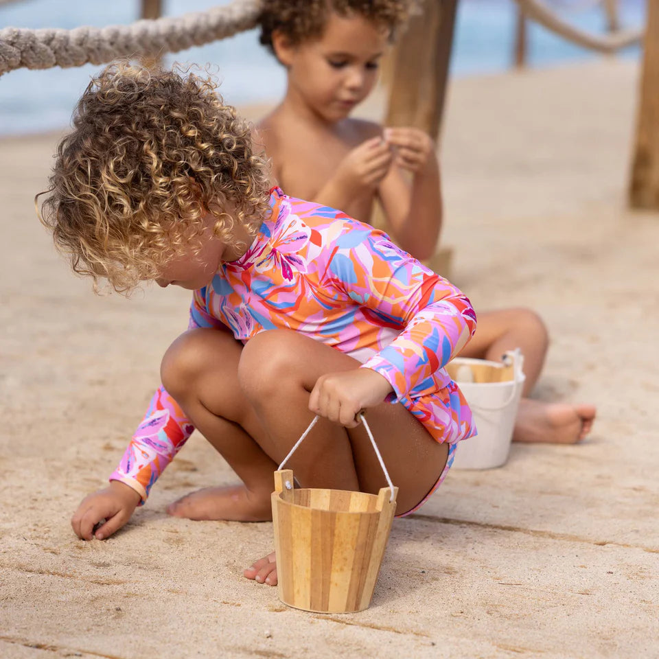 Snapperrock Girls LS Skirt Surf Suit BLOOMING SUNSET