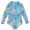 Snapperrock Girls LS Kaleido Fish Surf Suit BLUE