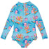 Snapperrock Girls LS Kaleido Fish Surf Suit BLUE