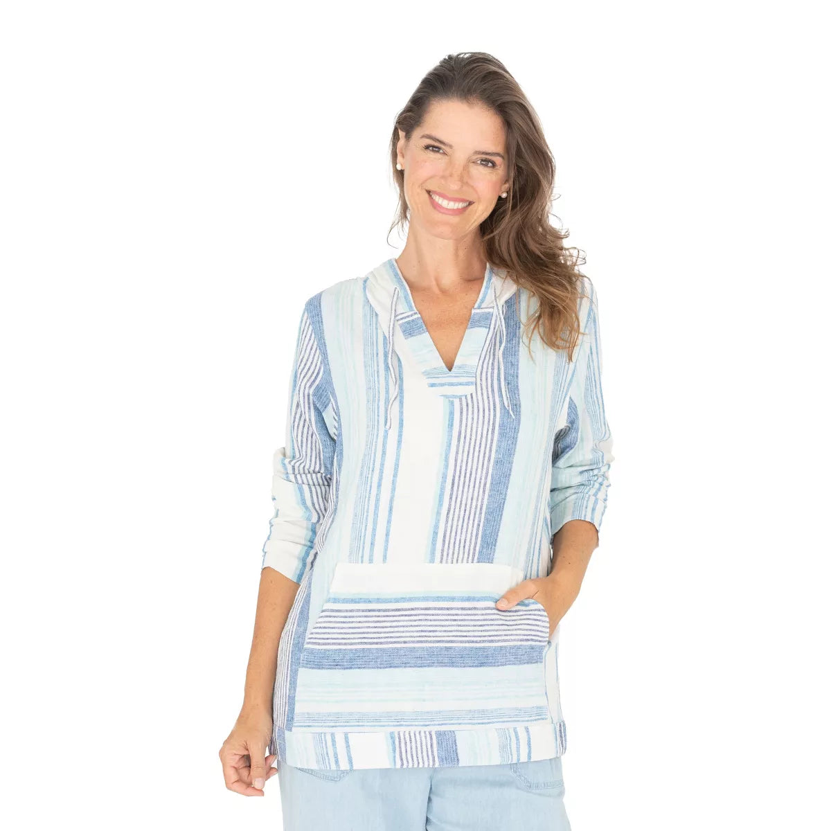 Dash W Linen Baja Jacket BLUE PINSTRIPE