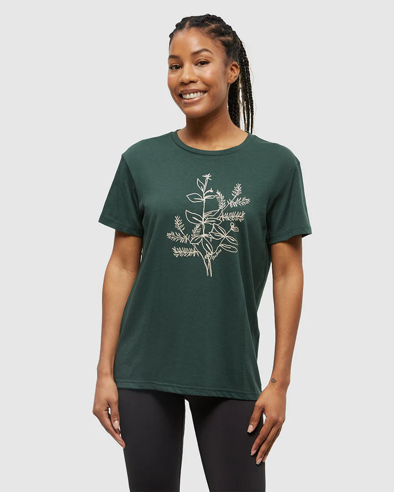 tentree W Autumn Flora Tee FOREST PINE