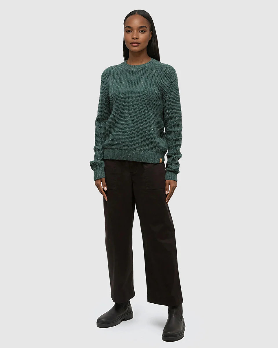 tentree W Highline Nep Crew Sweater FOREST PINE