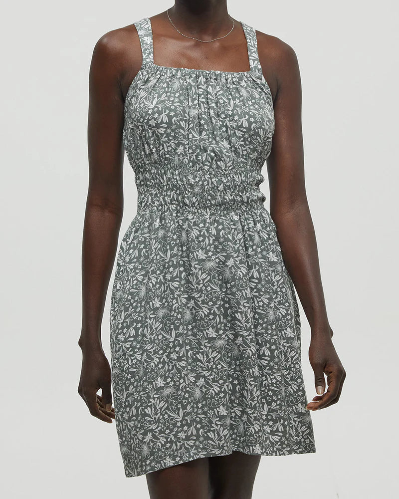 tentree W Overlook Dress AGAVE GREEN / FIELD FLOWER