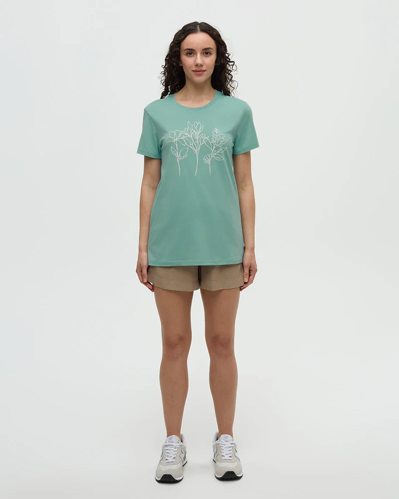 tentree W Summer Flora Tee TURQUOISE SKY/VINTAGE WHITE