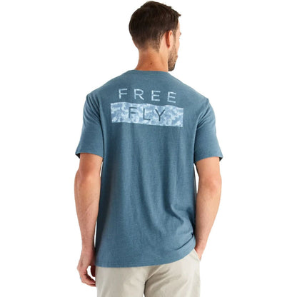 Free Fly M SS Clearwater Camo Tee HEATHER SLATE BLUE