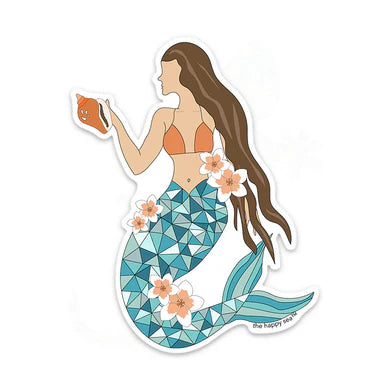 The Happy Sea 4" Hibiscus Mermaid Sticker