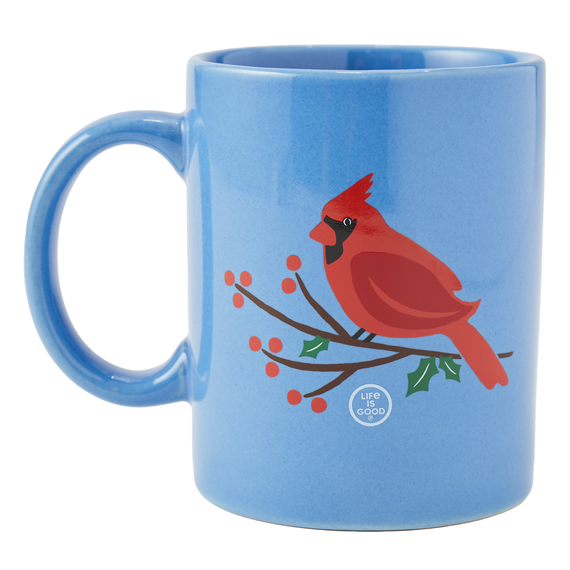 Life Is Good Jake's Mug Holiday Cardinal CORNFLOWER